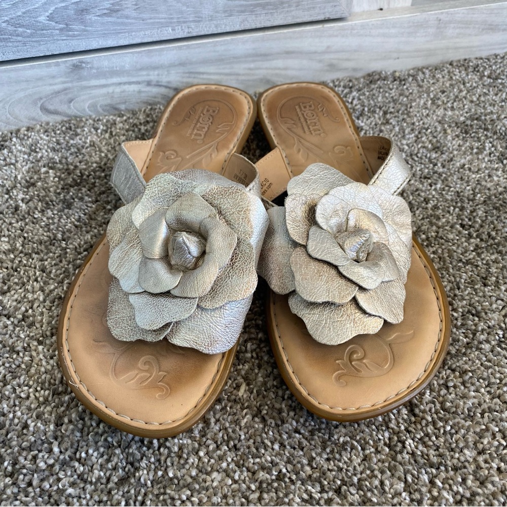 Born Gold  Floral Thing Sandals Flip Flop